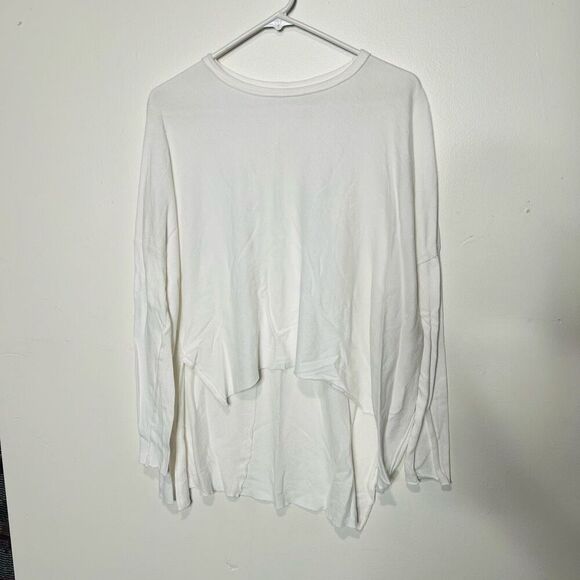Anthropologie Out From Under White Cotton Hi Low Longsleeve Shirt - Picture 1 of 8